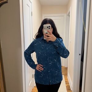 Studio Works Teal Embroidered Blouse